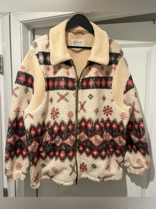 Free People Sweaters - Free People Cats Meow Oversized Zip-Up Cardi Jacket Shortbread Combo Small